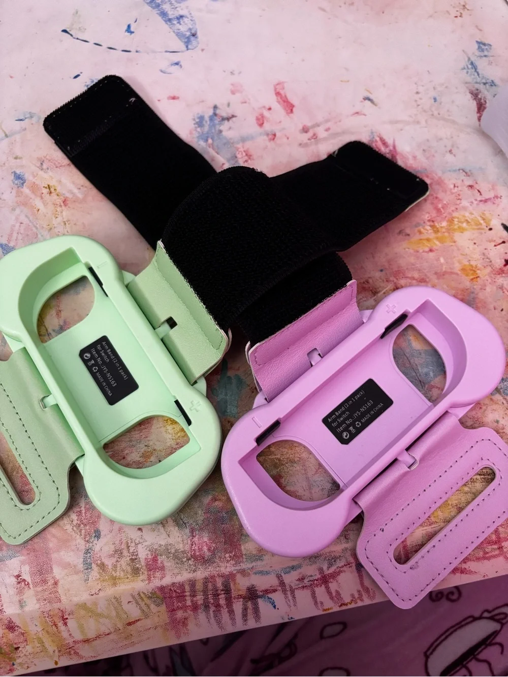 Set of Mint Green and Lavender Nintendo Switch Joy Con Armband Holders